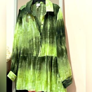 Cupid Green Button Down shirt / Cover up